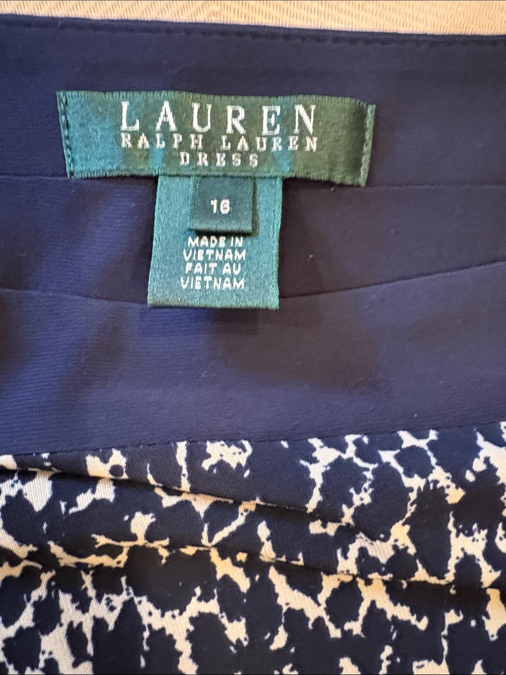 Lauren Ralph Lauren Navy and Cream Printed knee length Sheath Dress - Picture 3 of 6